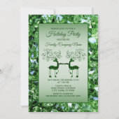 Invitation Noël Green Reindeer Vacances tendance (Devant)