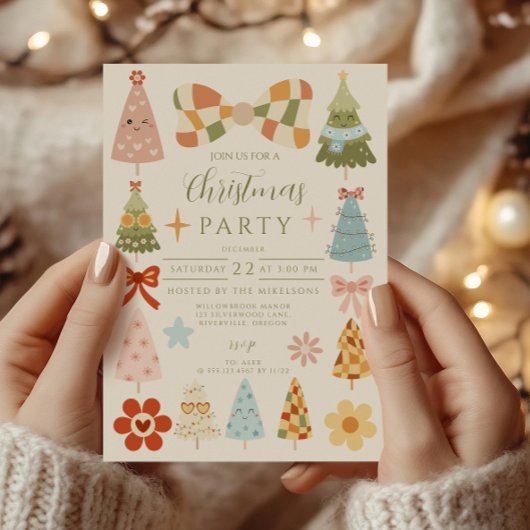 Invitation Noël Groovy Rétro à Arc