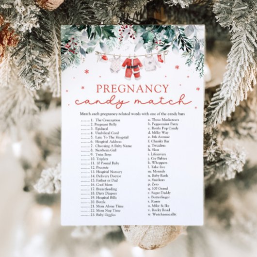 Invitation Noël Grossesse Bonbons Match Baby shower Jeu