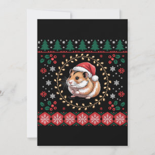 Invitation Noël Hamster Chapeau Santa Sweatshirt Moche Noël