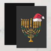 Invitation Noël Hanukkah Juif Père Noël Menorah  (Devant / Derrière)
