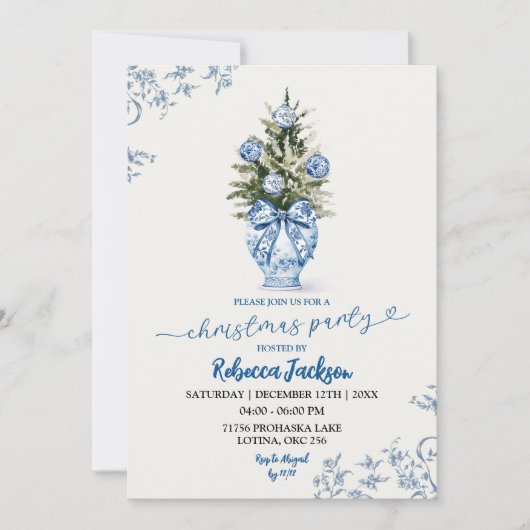 Invitation Noël hiver Chinoiserie Fête (Devant)