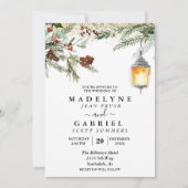 Invitation Noël Hiver Élégant Pine Drop Mariage (Devant)