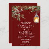 Invitation Noël Hiver Élégant Pine Drop Mariage (Devant / Derrière)