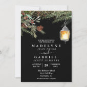 Invitation Noël Hiver Élégant Pine Drop Mariage (Devant)