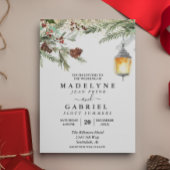 Invitation Noël Hiver Élégant Pine Drop Mariage