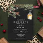 Invitation Noël Hiver Élégant Pine Drop Mariage