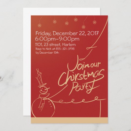 Invitation Noël hiver Fête Incitations (Devant / Derrière)