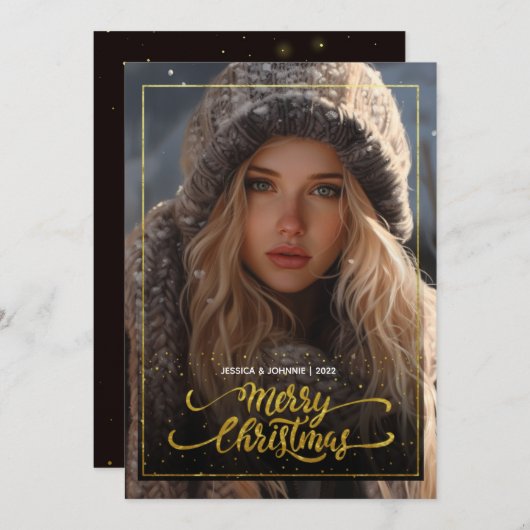 Invitation Noël hiver fille (Devant / Derrière)