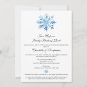 Invitation Noël Hiver Flocon de neige bleu Couple Douche (Devant)