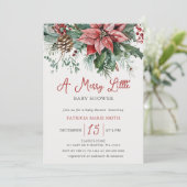 Invitation Noël Hiver Floral Joyeux Petit Baby shower (Debout devant)