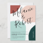 Invitation Noël hiver formes tonalité initiales mariages (Devant)