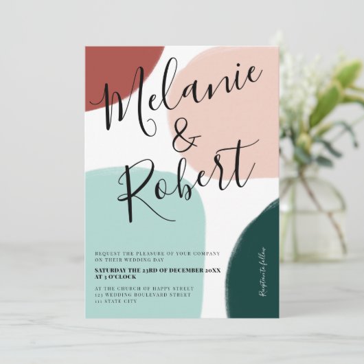 Invitation Noël hiver formes tonalité initiales mariages (Debout devant)