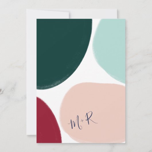 Invitation Noël hiver formes tonalité initiales mariages (Dos)