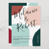 Invitation Noël hiver formes tonalité initiales mariages (Devant / Derrière)