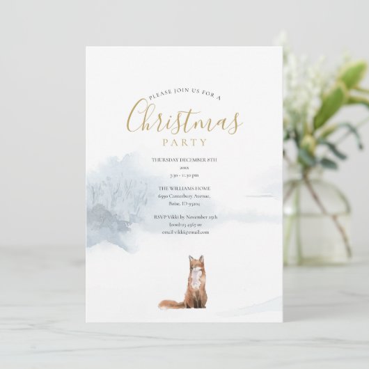 Invitation Noël hiver Fox Fête (Debout devant)