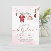 Invitation Noël hiver Joyeux petit Baby shower (Debout devant)