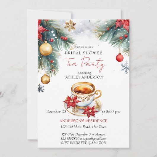 Invitation Noël hiver nuptiale douche thé modèle (Devant)