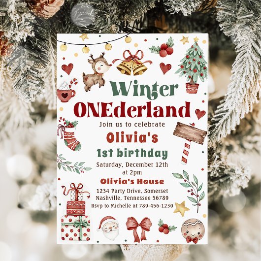 Invitation Noël hiver Onederland 1er anniversaire