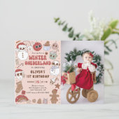 Invitation Noël hiver Onederland 1er anniversaire Photo (Debout devant)