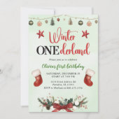 Invitation Noël hiver Onederland Premier anniversaire (Devant)