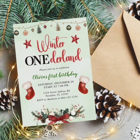 Invitation Noël hiver Onederland Premier anniversaire