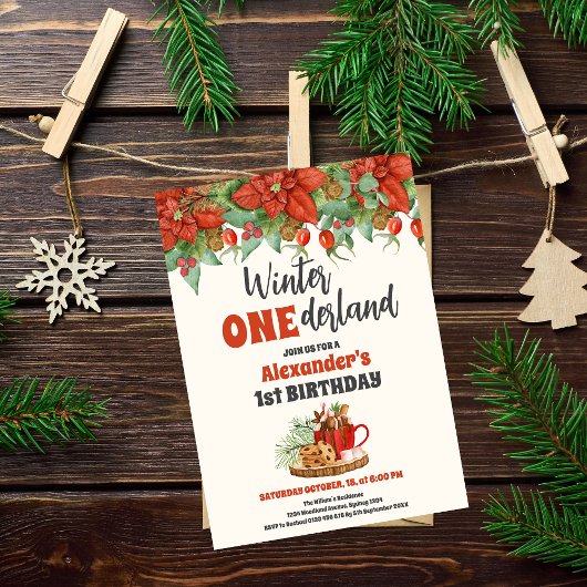 Invitation Noël hiver Onederland Premier anniversaire