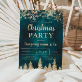 Invitation Noël hiver or neige pin vert