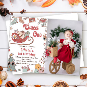 Invitation Noël hiver Retro Sweet One 1er anniversaire