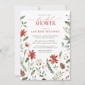 Invitation Noël hiver Rouge Aquarelle Fête des mariées (Devant)