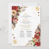 Invitation Noël hiver Rouge vert Poinsettia Quinceanera (Dos)