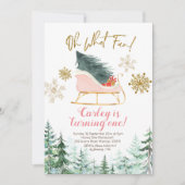 Invitation Noël Hiver Sleigh Oh Quel Amusement Premier Annive (Devant)