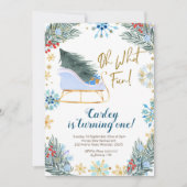 Invitation Noël Hiver Sleigh Oh What Fun Boy (Devant)