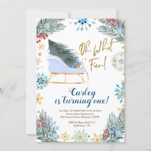 Invitation Noël Hiver Sleigh Oh What Fun Boy