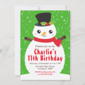 Invitation Noël hiver Snowman Anniversaire Bright Green Inv (Devant)