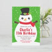 Invitation Noël hiver Snowman Anniversaire Bright Green Inv (Debout devant)