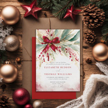 Noël hiver verdure Bow rouge Rustique Mariage