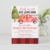 Invitation Noël Hiver Vintage Camion de ferme Anniversaire (Debout devant)