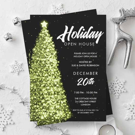 Invitation Noël Holiday Open House Party Vert