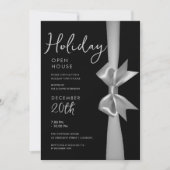 Invitation Noël Holiday Open House Ribbon en argent (Devant)