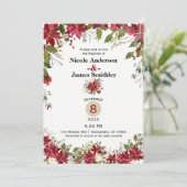 Invitation Noël Holiday Poinsettia Holly Berry Mariage (Debout devant)