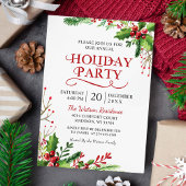 Invitation Noël Holly Berries Rustic Chic Fête
