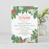 Invitation Noël Holly Floral Corporate Christmas Party (Debout devant)