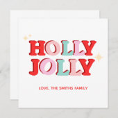 Invitation Noël Holly Jolly Rose Super (Devant / Derrière)