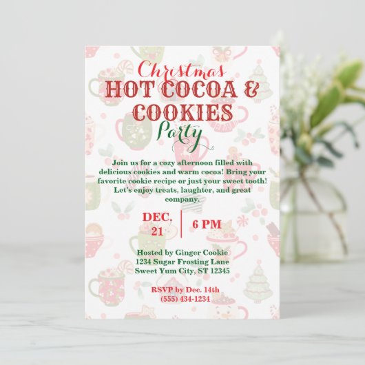 Invitation Noël Hot Coca & Cookies Party avec Motif (Debout devant)