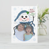 Invitation Noël, Insertion de cercle photo, Snowman (Debout devant)