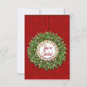 Invitation Noël, invitation, couronne de Noël en rouge (Devant)