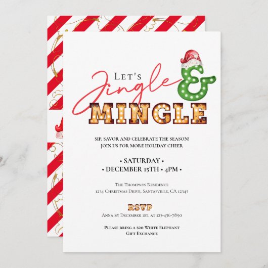 Invitation Noël Jingle Mingle Marquee (Devant / Derrière)