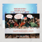 Invitation Noël Joyeux Anniversaire Jésus Comics Style Drôle (Devant / Derrière)