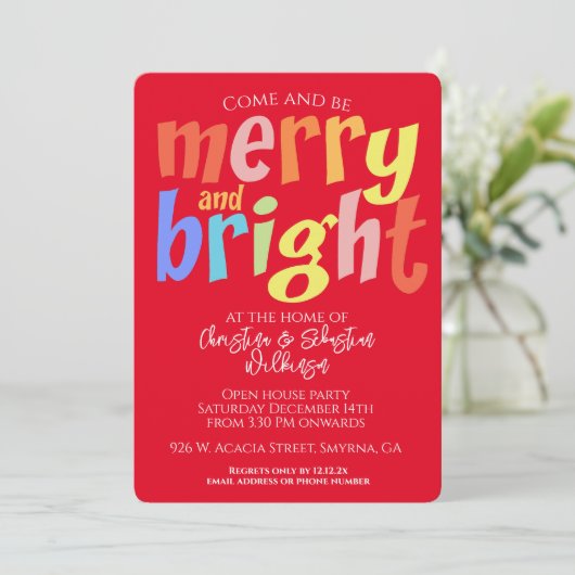 Invitation Noël Joyeux et Bright Open House (Debout devant)